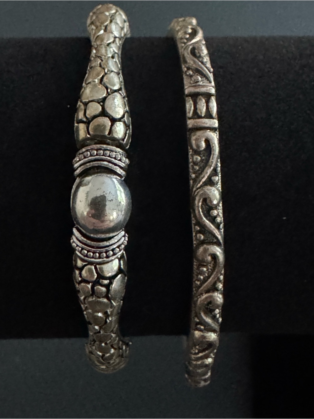 Vintage Bohemian Style Silver-Tone Stretch Bracelets. Not Magnetic